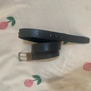 Black Leather Belt with Gold Buckle